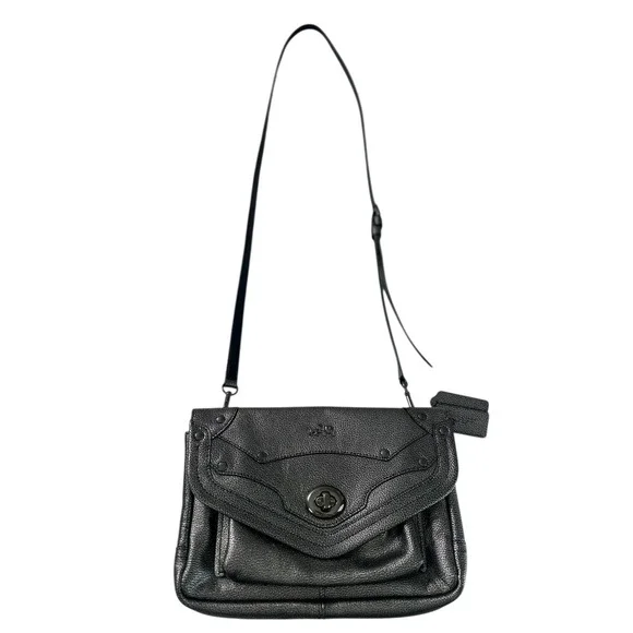 COACH Rhyder Crossbody Bag Metallic Pewter Pebbled Leather 34232 - Picture 1 of 12